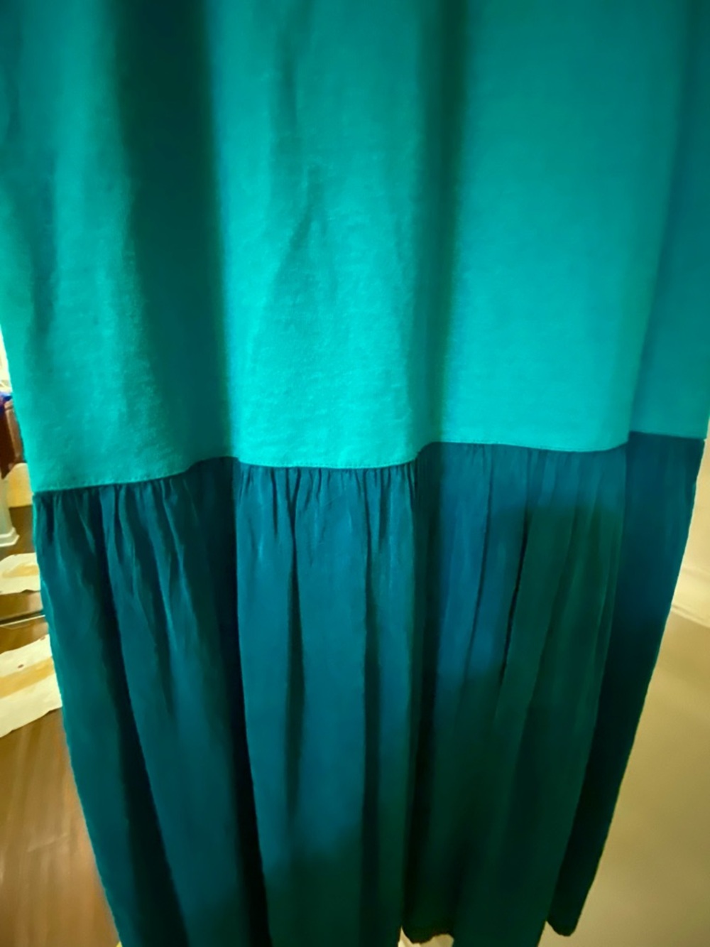 Johnny Was TeeShirt Maxi Dress. Teal & Turquoise, Sz Small. NWOT. Gold Butterfly - Picture 9 of 12